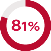 A pie chart showing 81%.