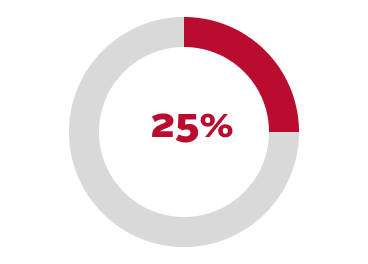 A pie chart showing 25% to indicate lowering our emissions intensity by 25% by 2025